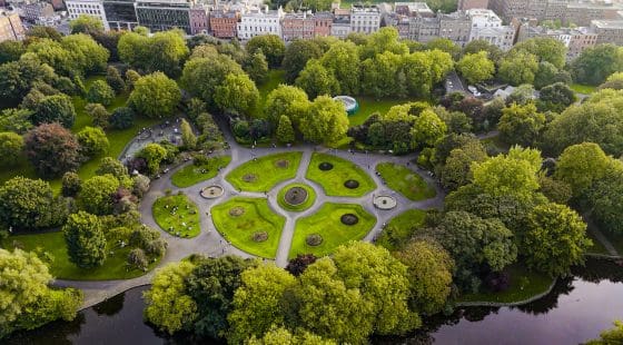 Aerial view of St Stephens Green park,