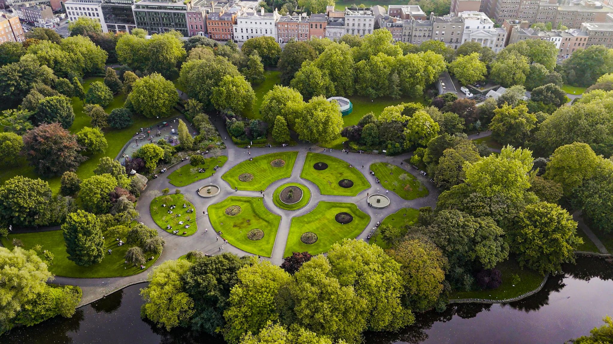 Aerial view of St Stephens Green park,